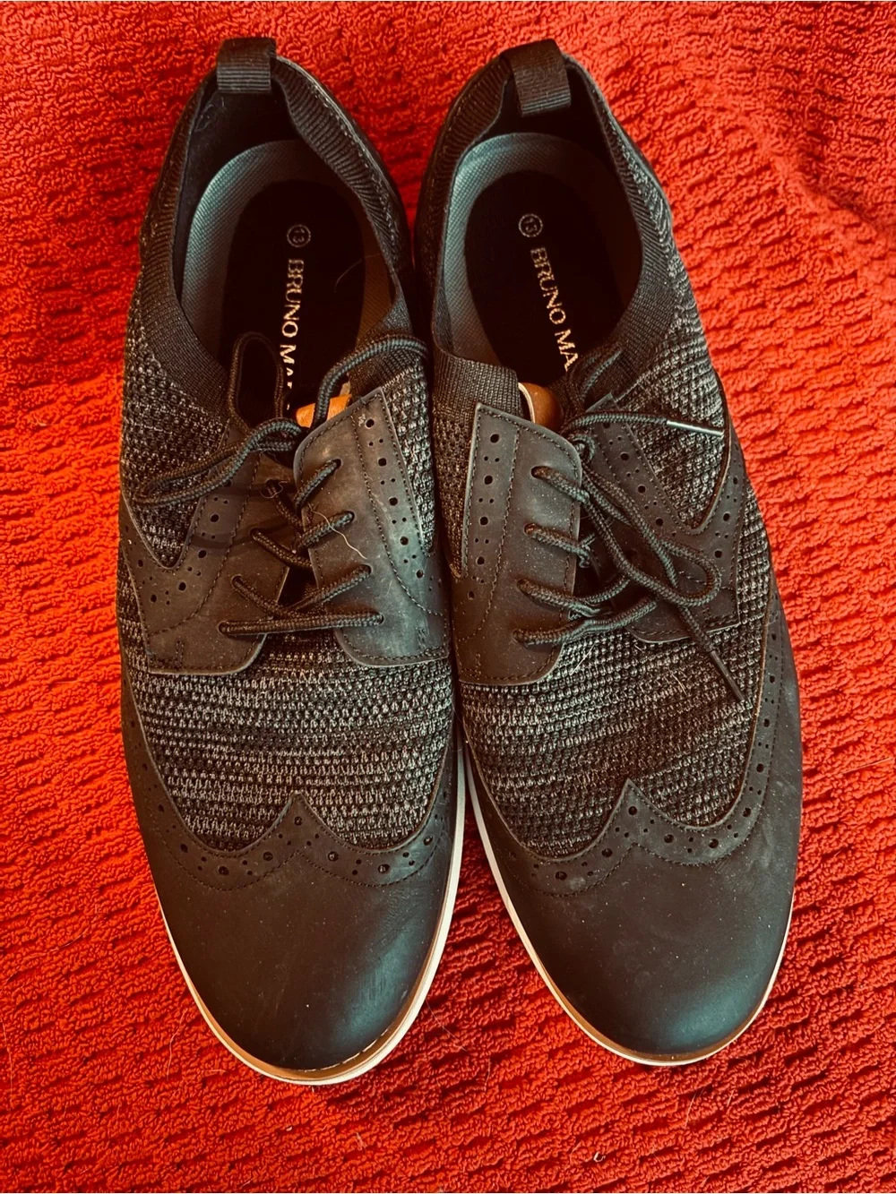 Men's Black Knit Wingtip Derby Oxfords